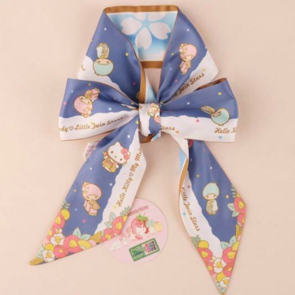 NWT Sanrio Little Twin Stars Hello Kitty Multicolor Tilly Silk Scarf